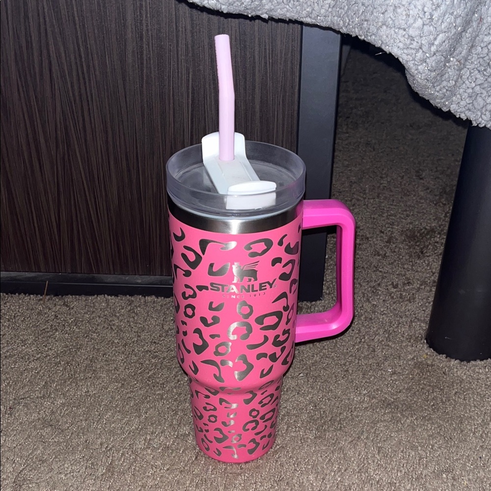 Stanley Pink Tumbler with Leopard Design